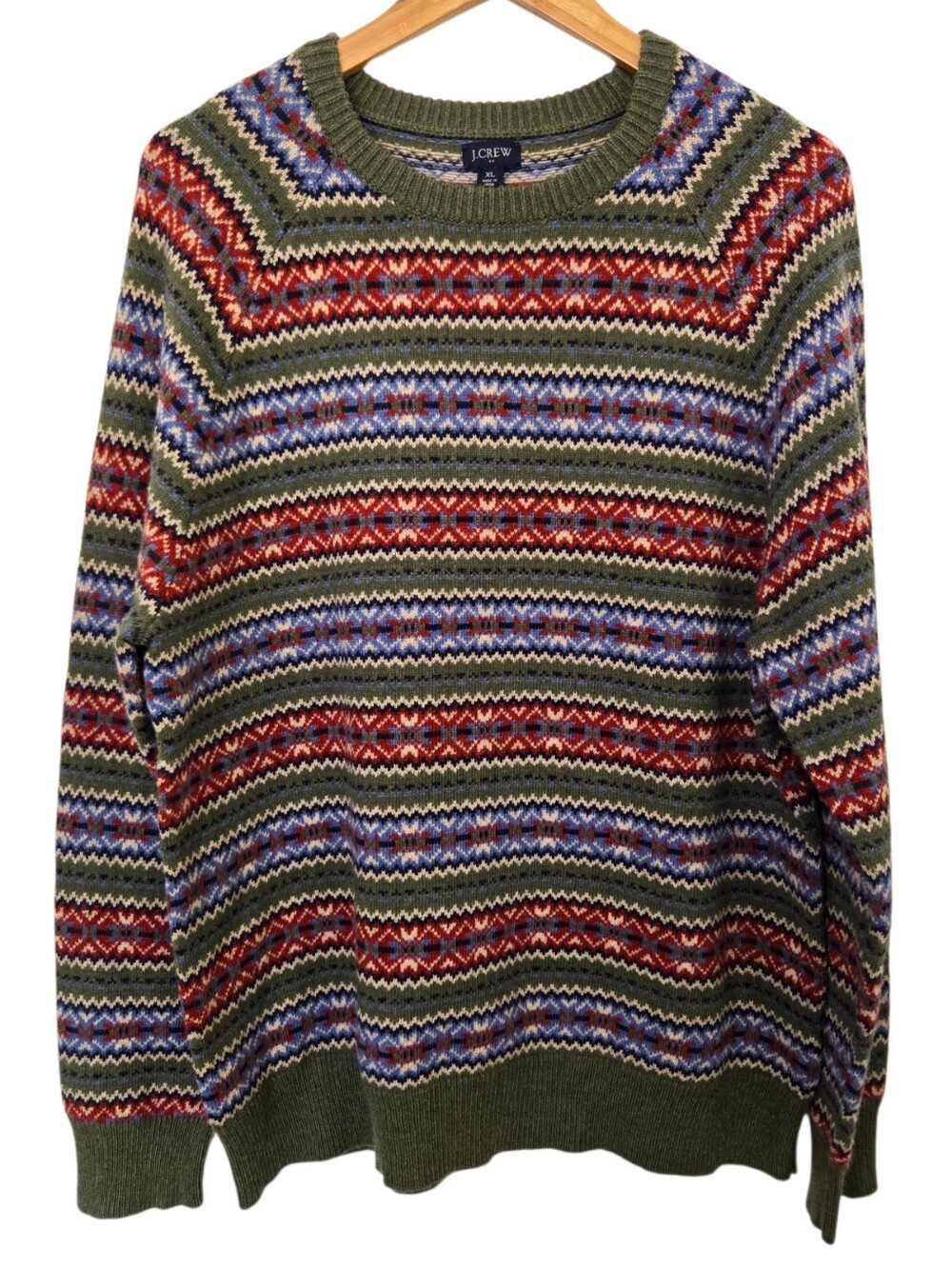 🏔️ J.Crew XL Fair Isle Nordic Wool Blend Sweater Green Multicolor